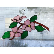 Handmade Stained Glass Flower, DOGWOOD Pink Suncatcher (DO31)   263423226038
